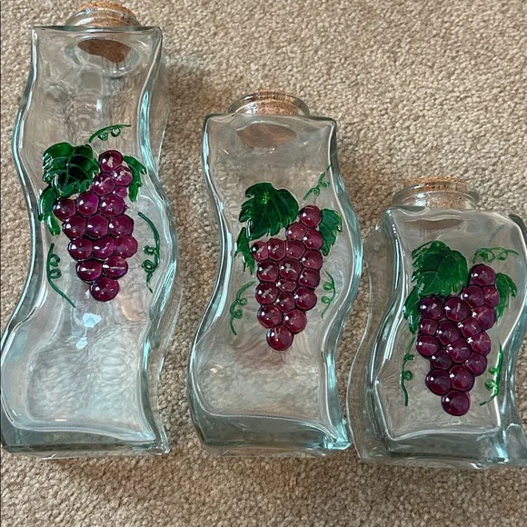 Glass Grape Bottle Set with Metal Stand - Picture 2 of 8